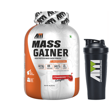 Advance MuscleMass High Protein Mass Gainer Powder Strawberry Delight With Shaker 700ml