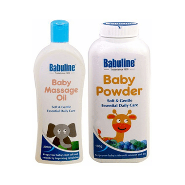 Babuline Combo Pack Of Baby Powder 100gm & Baby Massage Oil 200ml