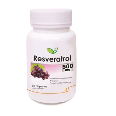 Biotrex Resveratrol 500mg For Heart Health, Anti-Ageing Support & Blood Sugar Balance | Capsule