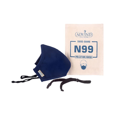 Advind Healthcare Smog-Guard N99 Pollution Mask Without Valve Medium Blue