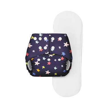 Basic Pocket Diaper With Dry Feel Pad Free Size Black Star