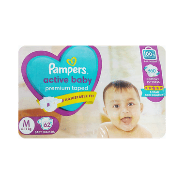 Pampers Active Baby With Comfortable Fit | Size Diaper Medium