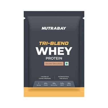 Nutrabay Gold Tri-Blend Whey Protein For Muscle Recovery & Immunity | No Added Sugar | Flavour Double Chocolate