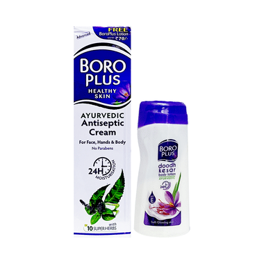 Boroplus Soft Antiseptic Cream With Boro Plus Doodh Kesar Body Lotion 40ml Free