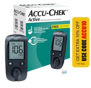 Accu-Chek Active Blood Glucometer Kit (Box of 10 Test strips Free) | Blood Glucose Monitors