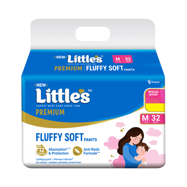 Little's Premium Baby Diaper Pants | Fluffy Soft Pants | Anti Rash - 12Hrs | No Nasties | Medium