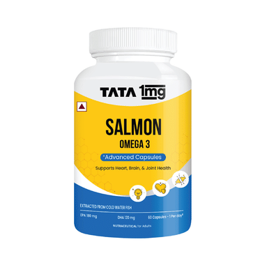 Salmon Omega 3 Fatty Acid 1000mg Capsule | High absorption | Helps manage cholesterol | by Tata 1mg