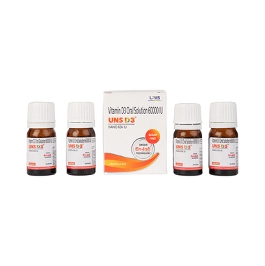 UNS D3 Vitamin D3 Oral Solution | High Bioavailability Nano Vitamin D3 | Sugar Free | Supports Bone, Immunity & Metabolic Health (5ml Each)