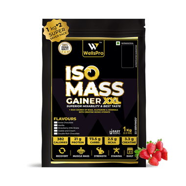 WellsPro Iso Mass Gainer XXL (1kg Each) Strawberry