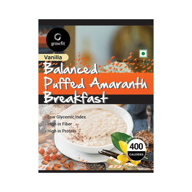 Growfit Balanced Puffed Amaranth Breakfast Cereal Vanilla