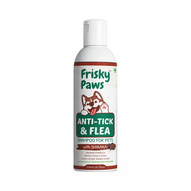 Frisky Paws Anti-Tick & Flea Shampoo For Pets With Shikakai