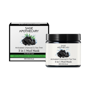 Sage Apothecary Activated Charcoal & Tea Tree 3 In 1 Mud Mask