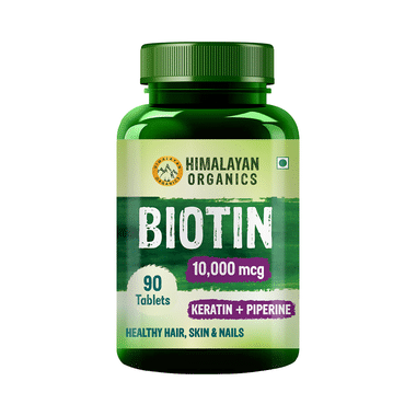 Himalayan Organics Biotin 10000mcg | With Keratin & Piperine For Healthy Hair, Skin & Nails | Tablet
