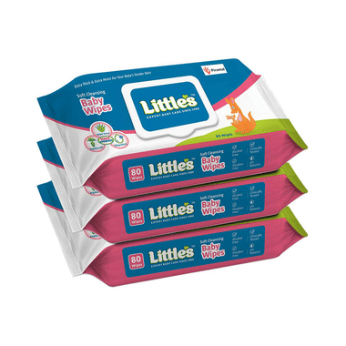 Little's Soft Cleansing Baby Wipes With Lid (80 Each)