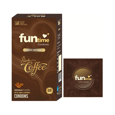 Funtime Dotted, Ribbed & Contoured Condom Rich Coffee