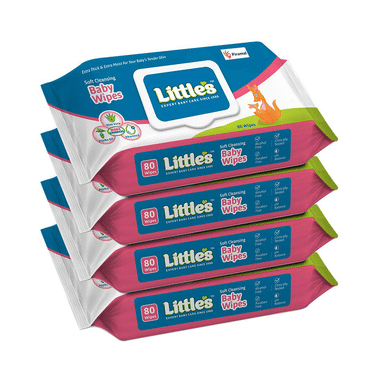Little's Soft Cleansing Baby Wipes With Lid (80 Each)