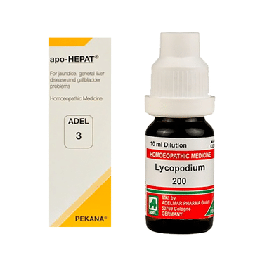 ADEL Liver Care Combo Pack Of ADEL 3 Apo-Hepat Drop 20ml & Lycopodium Clavatum Dilution 200 CH 10ml
