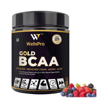 WellsPro Gold BCAA Powder (250gm Each) Mixed Berries