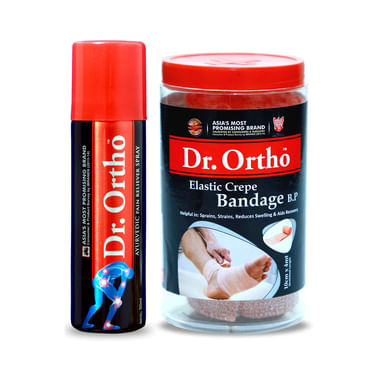 Dr Ortho Combo Pack Of Crepe Bandage(10X4) & Pain Relief Spray 50ml
