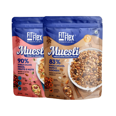 Fit & Flex Combo Pack Of Muesli Fruity Crunch & Choco Almond Cookie Delight (210gm Each)