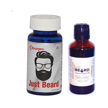 Enorgen Combo Pack Of Just Beard 60 Capsule & Just Beard Premium Beard Oil 50ml