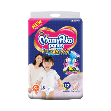 MamyPoko Extra Absorb Diaper Pants | For Up To 12 Hours Absorption | Size XL