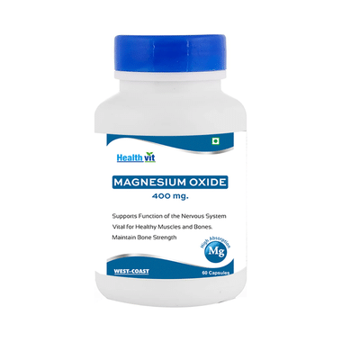 HealthVit Magnesium Oxide 400mg | For Muscles, Bones & Nervous System | Capsule