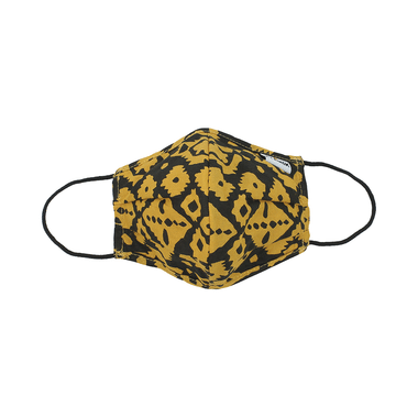 Hyzinik Anti-Viral Reusable Comfortable Face Mask Yellow & Black Oval Shape Print With Pouch