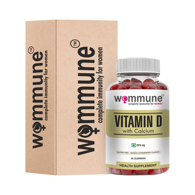 Wommune Vitamin D with Calcium Gummies Mango & Strawberry