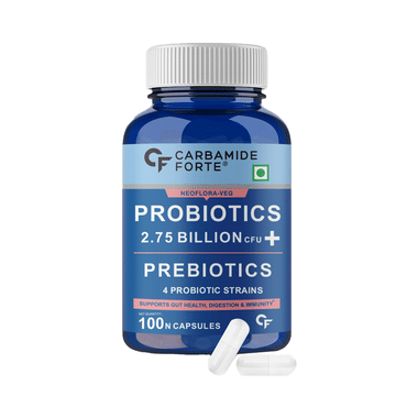 Carbamide Forte Probiotics 2.75 Billion cfu + Prebiotics 100mg Vegetarian Capsule