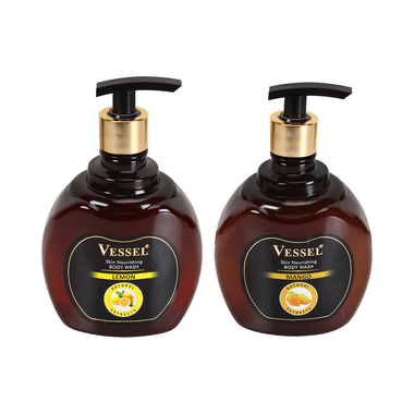 Vessel Combo Pack Of Natural Extracts Skin Nourishing Body Wash Gel With Lemon And Mango (500ml Each)