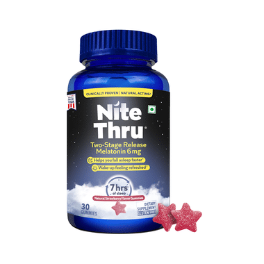 Nite Thru Two Stage Release Melatonin 6mg Gummies Natural Strawberry