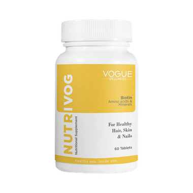 Vogue Wellness Nutrivog Tablets Biotin For Strong Hair, Radiant & Glowing Skin And Stronger Nails (60 Each)