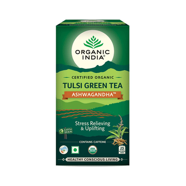 Organic India Tulsi Green Tea Infusion Bag (2gm Each) Ashwagandha