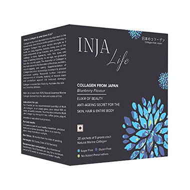 INJA Life Collagen Powder For Anti-Ageing Support, Skin & Hair Health | Flavour Blueberry