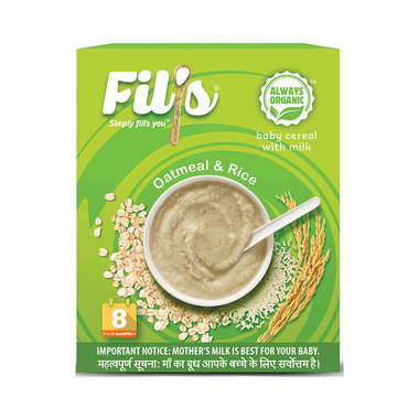 Fil's Organic Baby Cereal With Milk, 8-24 Months + Oatmeal And Rice