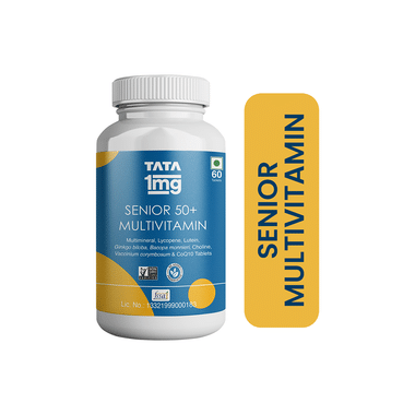 Tata 1mg Senior 50+ Multivitamin & Multimineral Immunity Booster Zinc, Vitamin C, Calcium, and Vitamin D Veg Tablet