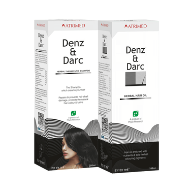 Atrimed Denz & Darc Combo Pack Of Herbal Hair Oil 100ml & Herbal Therapeutic Shampoo 200ml