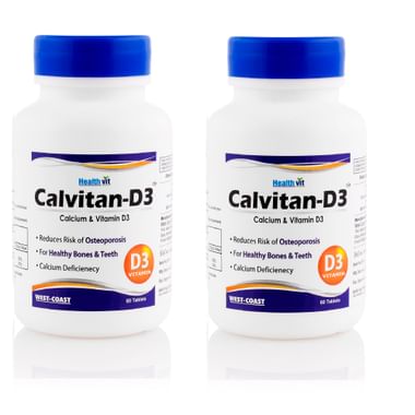 HealthVit Calvitan-D | With Calcium, Vitamin D & Chondroitin | For Bones, Joints, Teeth & Immunity | Tablet Pack Of 2