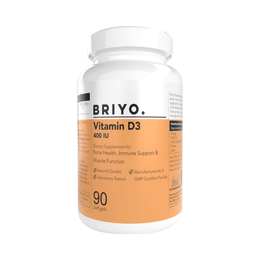 Briyo Vitamin D3 400 IU Soft Gel For Bone Health, Muscle Function, And Immune Support