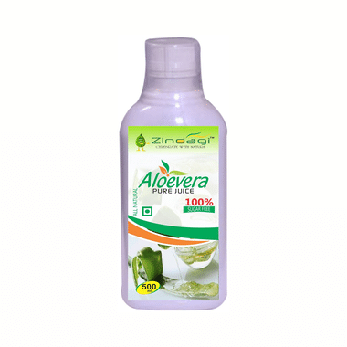 Zindagi 100% Sugar Free Aloevera Pure Juice (Buy 4 Get 1 Free - 500 Ml Each)