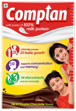 Complan Nutrition and Health Drink | 100% Milk Protein for Concentration, Memory & Growth | Flavour Royale Chocolate Refill