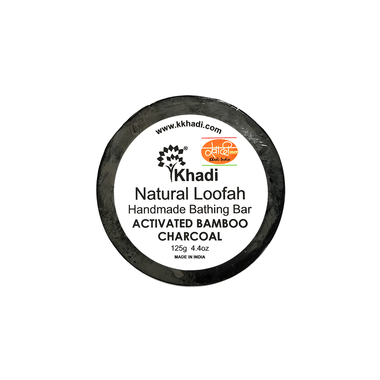 Khadi India Activated Bamboo Charcoal Natural Loofah Handmade Bathing Bar