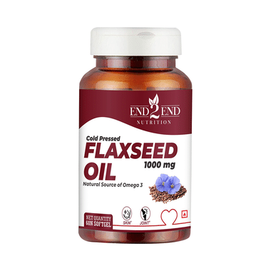 End2End Nutrition Cold Pressed Flaxseed Oil 1000mg Softgel (60 Each)