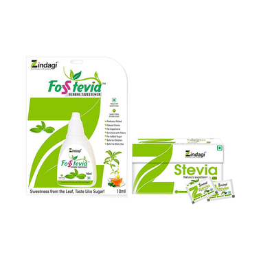 Zindagi Combo Pack of Fosstevia Drops (10ml) and Stevia Sachet (50)