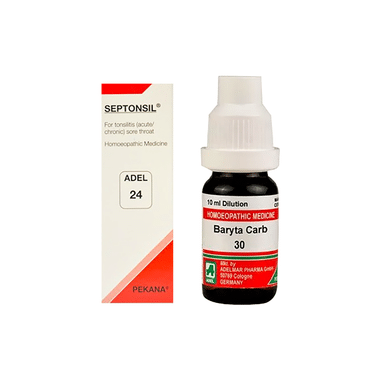 ADEL Anti Tonsilitis Combo Pack Of ADEL 24 Septonsil Drop 20ml & Baryta Carb Dilution 30CH 10ml