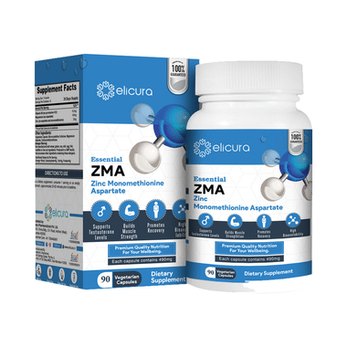Elicura Essential ZMA Zinc Monomethionine Aspartate Vegetarian Capsule For Sleep & Muscle Recovery