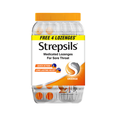 Strepsils Medicated Throat Lozenges | For Sore Throat | Flavour Orange