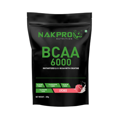 Nakpro Nutrition BCAA 6000 Instantized 2:1:1 BCAA With Creatine Powder Lychee