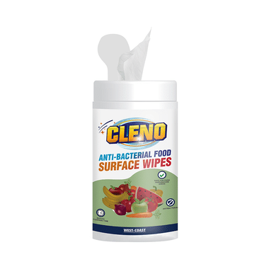 Cleno Anti-Bacterial Food Surface Wipes (50 Each) Jar